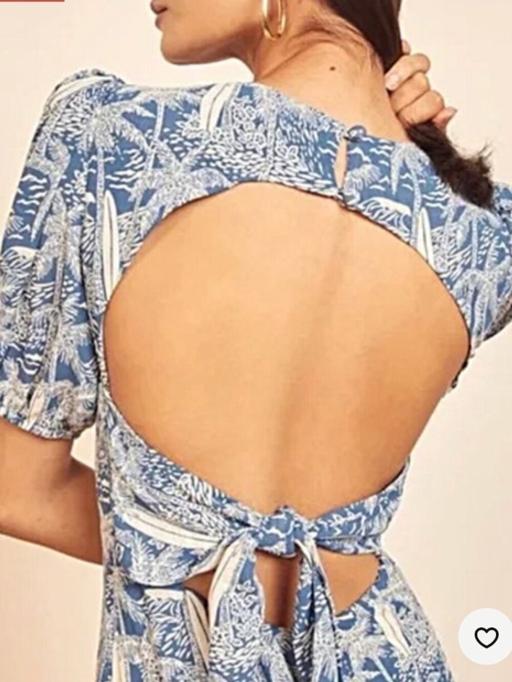 Reformation Palmer Blue White Surfboard Floral Midi Dress Size 8